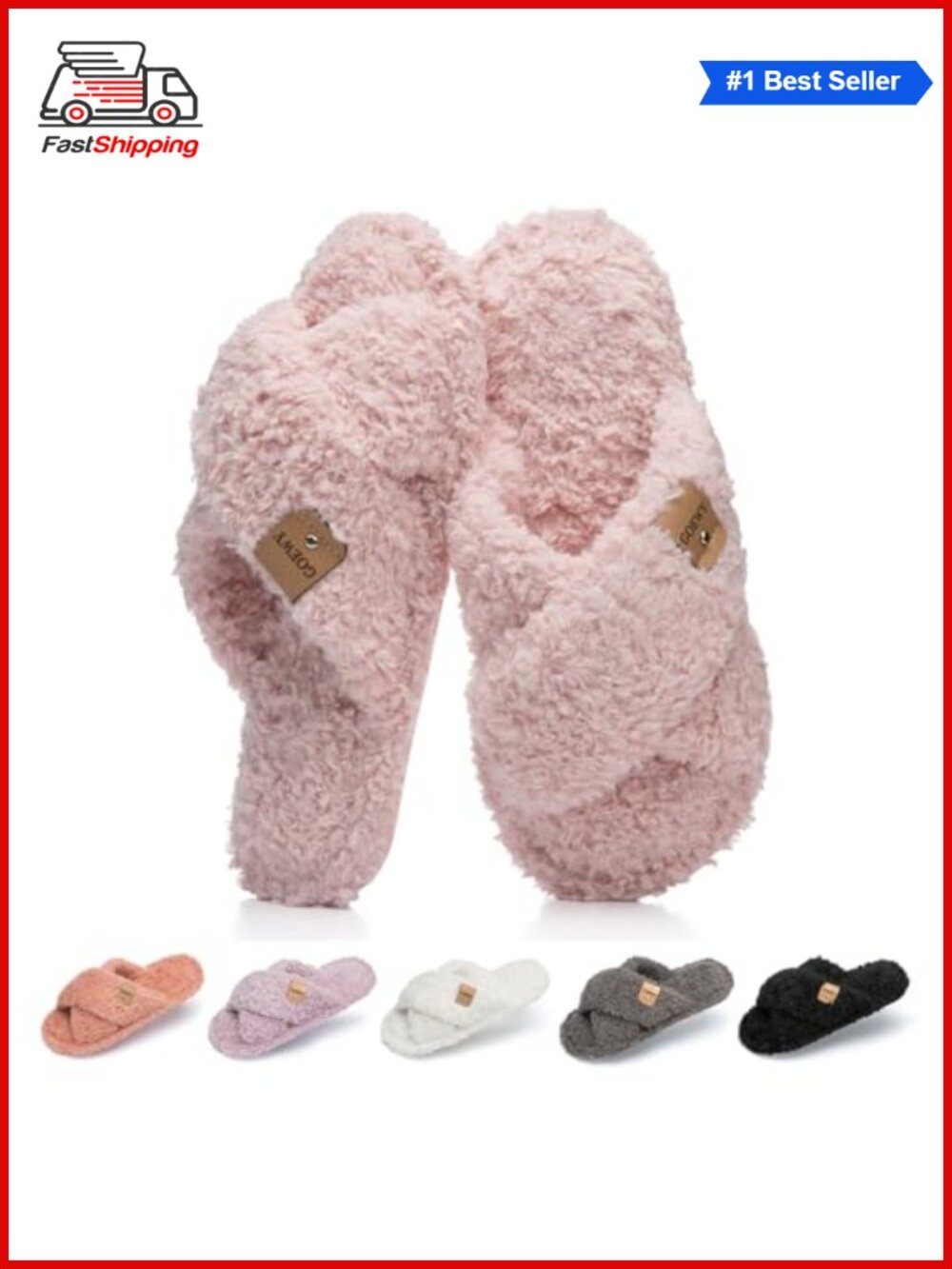 ✨ Fuzzy Open Toe Slippers for Women Cozy Memory Foam House Shoes Indoor Outdoor